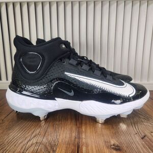Nike Alpha Huarache Elite 4 Mid DJ6520-001 Mens Sz 8 Black Metal Baseball Cleats